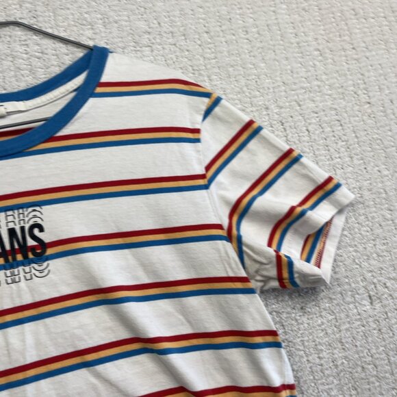 Vans Womens Colorful Striped Short Sleeve Cropped T-Shirt Size L Retro Skater - Picture 4 of 15
